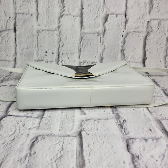 Vtg MCM Bally Womens Envelope Crossbody Bag White & Black Leather Made In Italy - Picture 9 of 11
